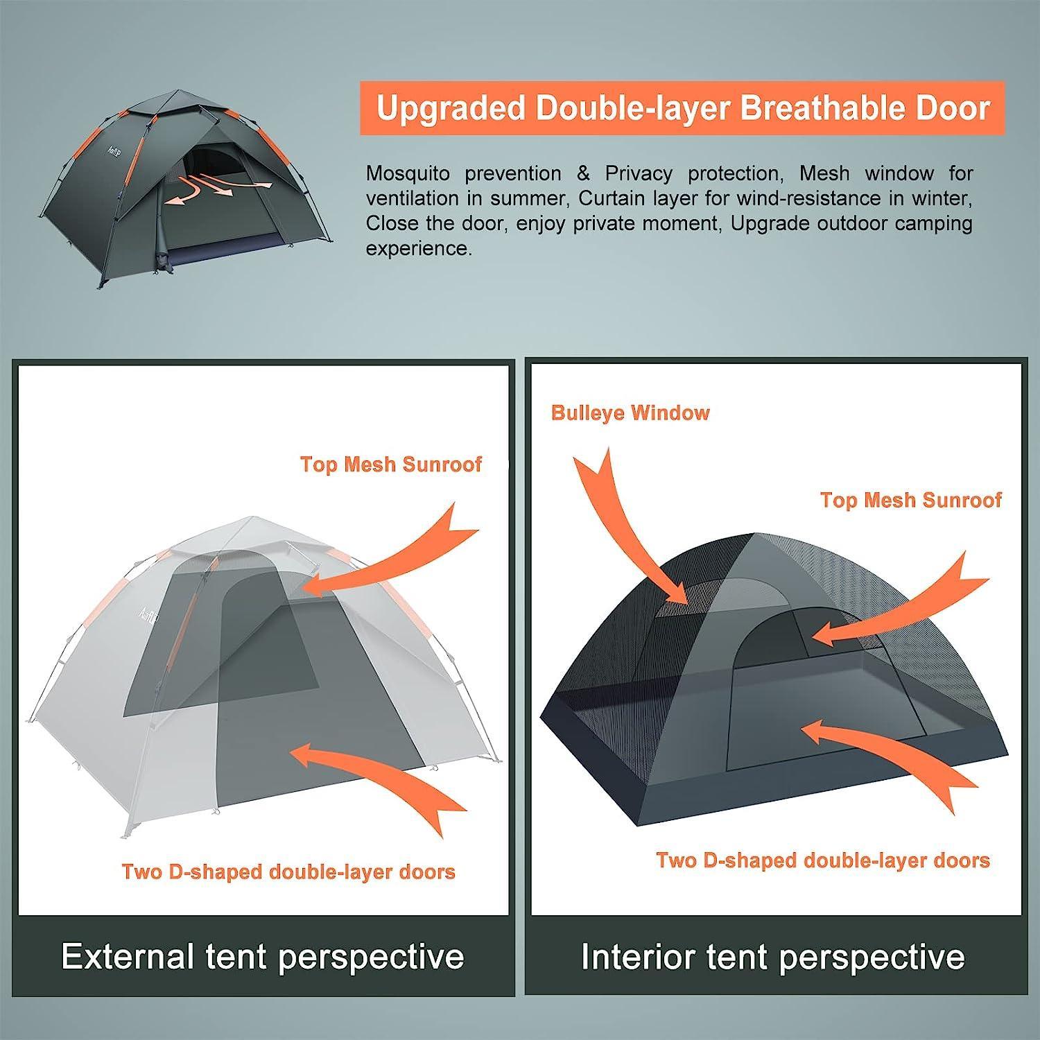 Amflip Dome Tent Pop Up Ultralight Camping Tent for 2 - 3 People - Benebomo