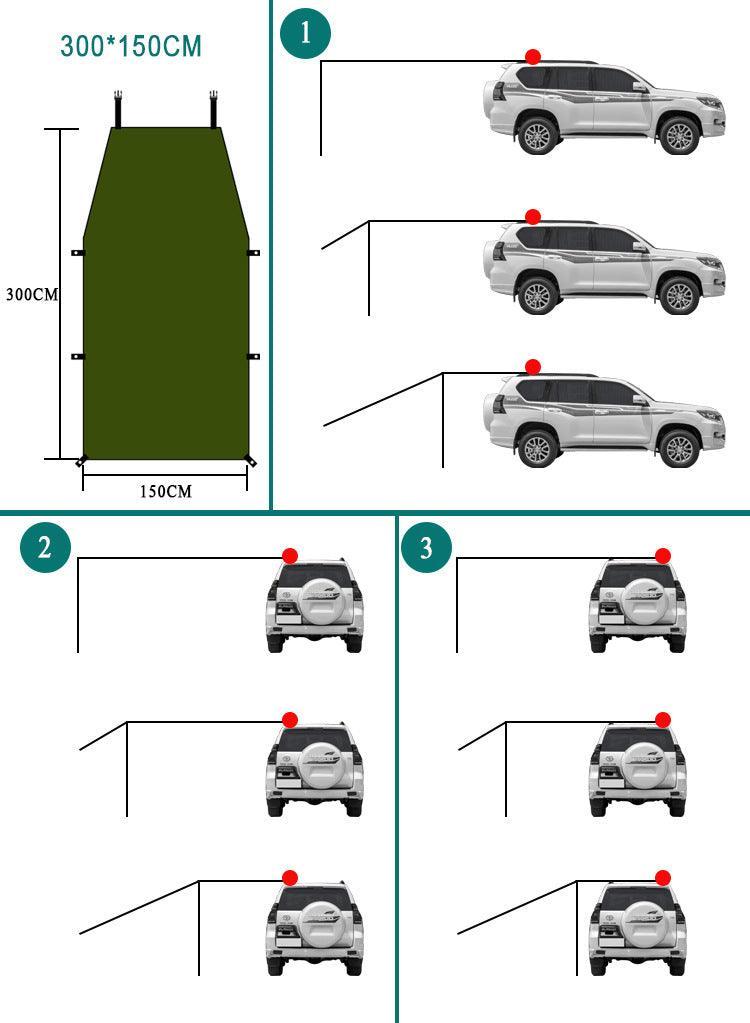 Car Tent Green Sun Shade Premium 210D Oxford - Benebomo