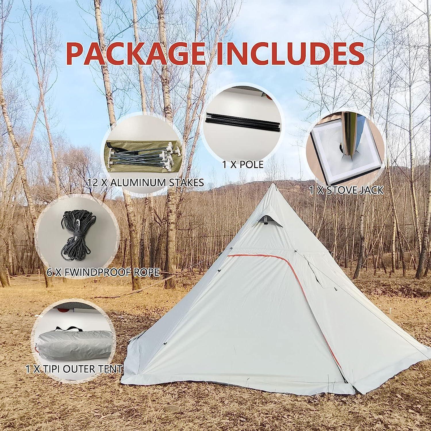 DANWKEIJI Pyramid Tent for 4 Person Nylon Teepee Tent - Benebomo