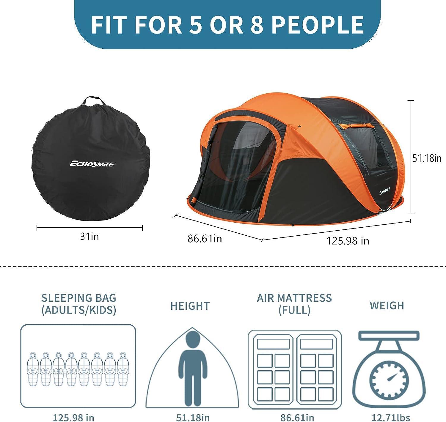 EchoSmile Dome Tent 6 Person Pop Up Tent - Benebomo