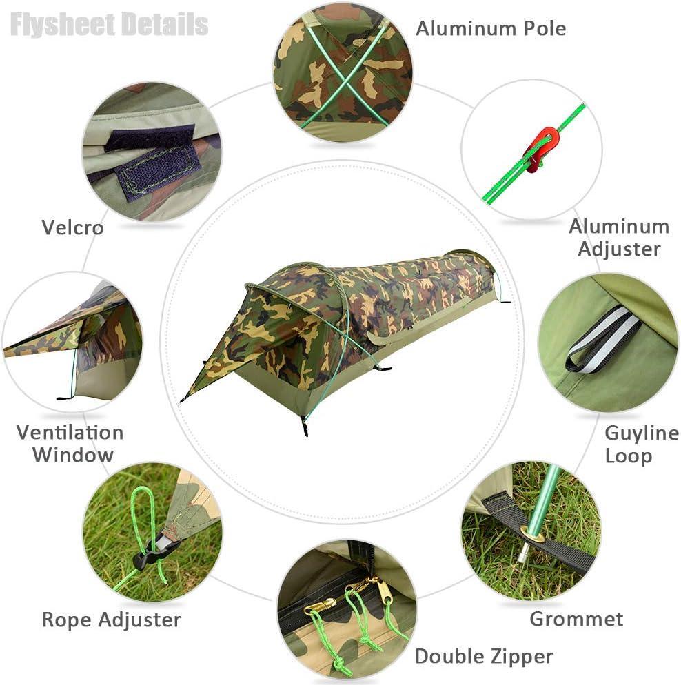 GEERTOP Bivy Tent for 1 Person Camouflage Polyester Ultralight - Benebomo