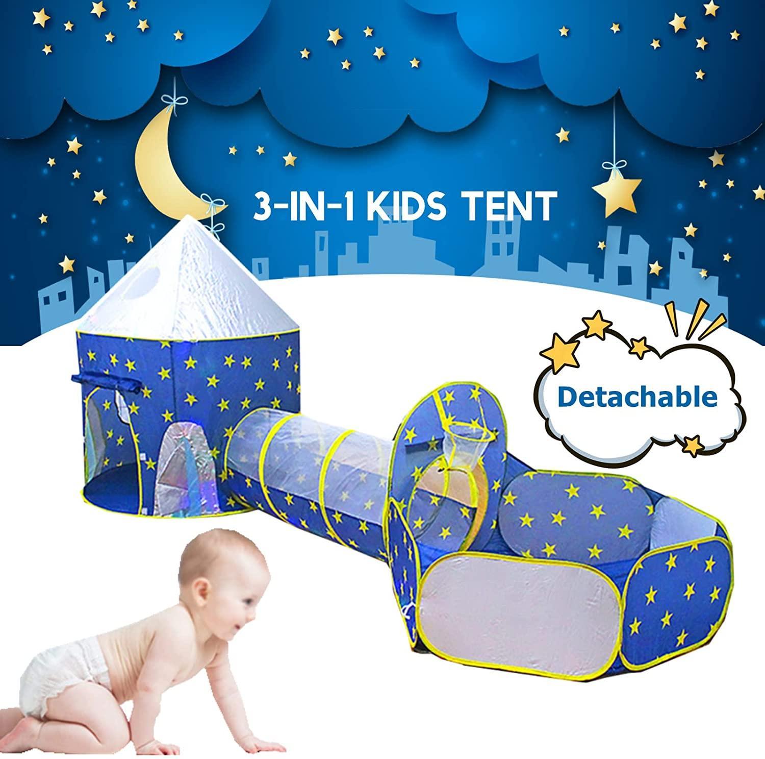 Kid's Blue Moon and Star Tunnel Tent Waterproof - Benebomo