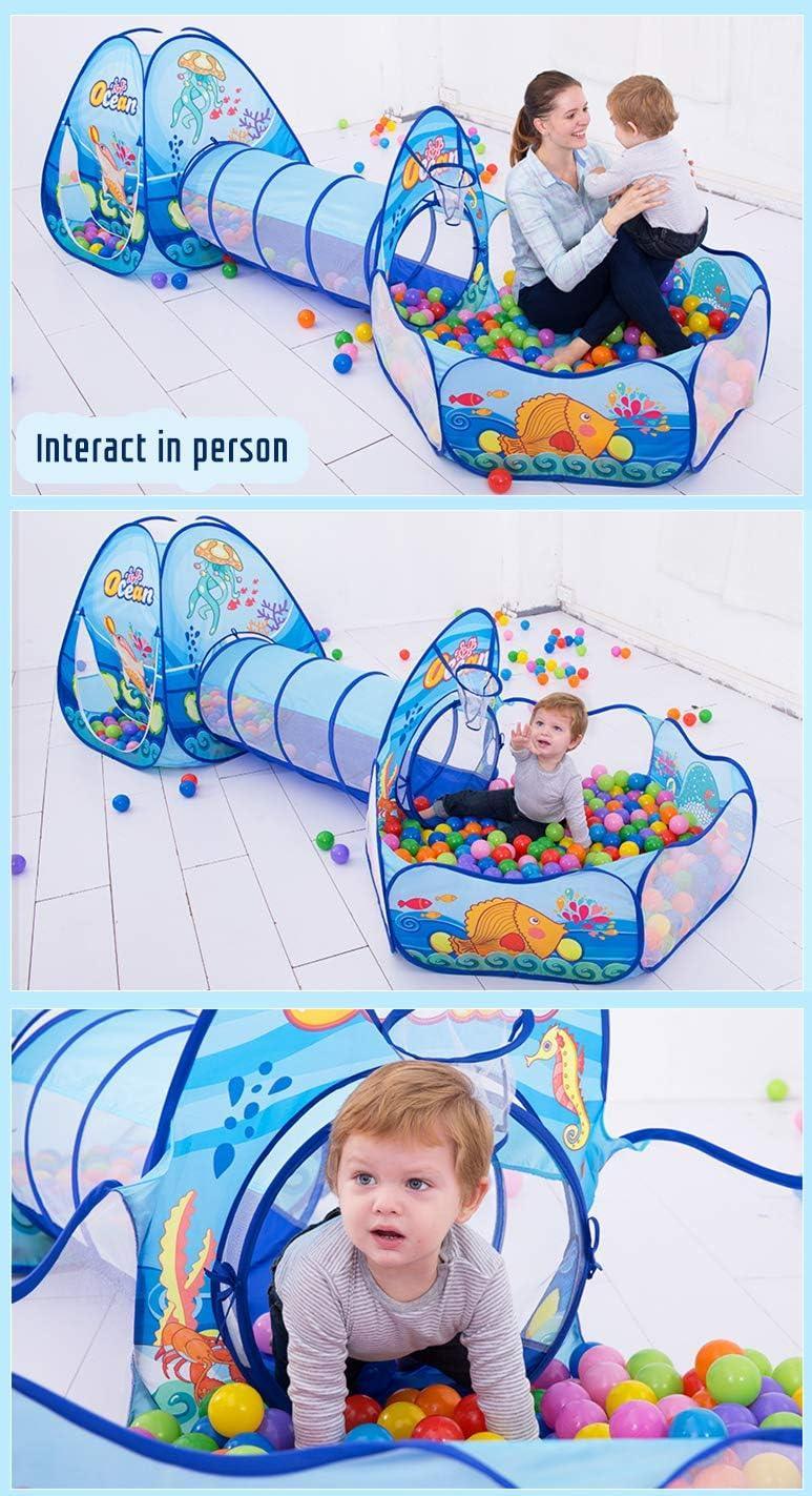 Kid's Blue Pop - Up Tent Ocean World Tunnel Tent - Benebomo