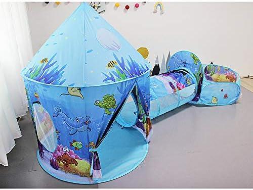 Kid's Blue Tunnel Tent Marine Animal Play Tent - Benebomo