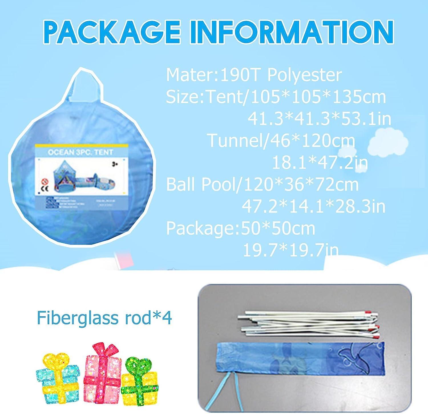 Kid's Blue Tunnel Tent Marine Animal Play Tent - Benebomo