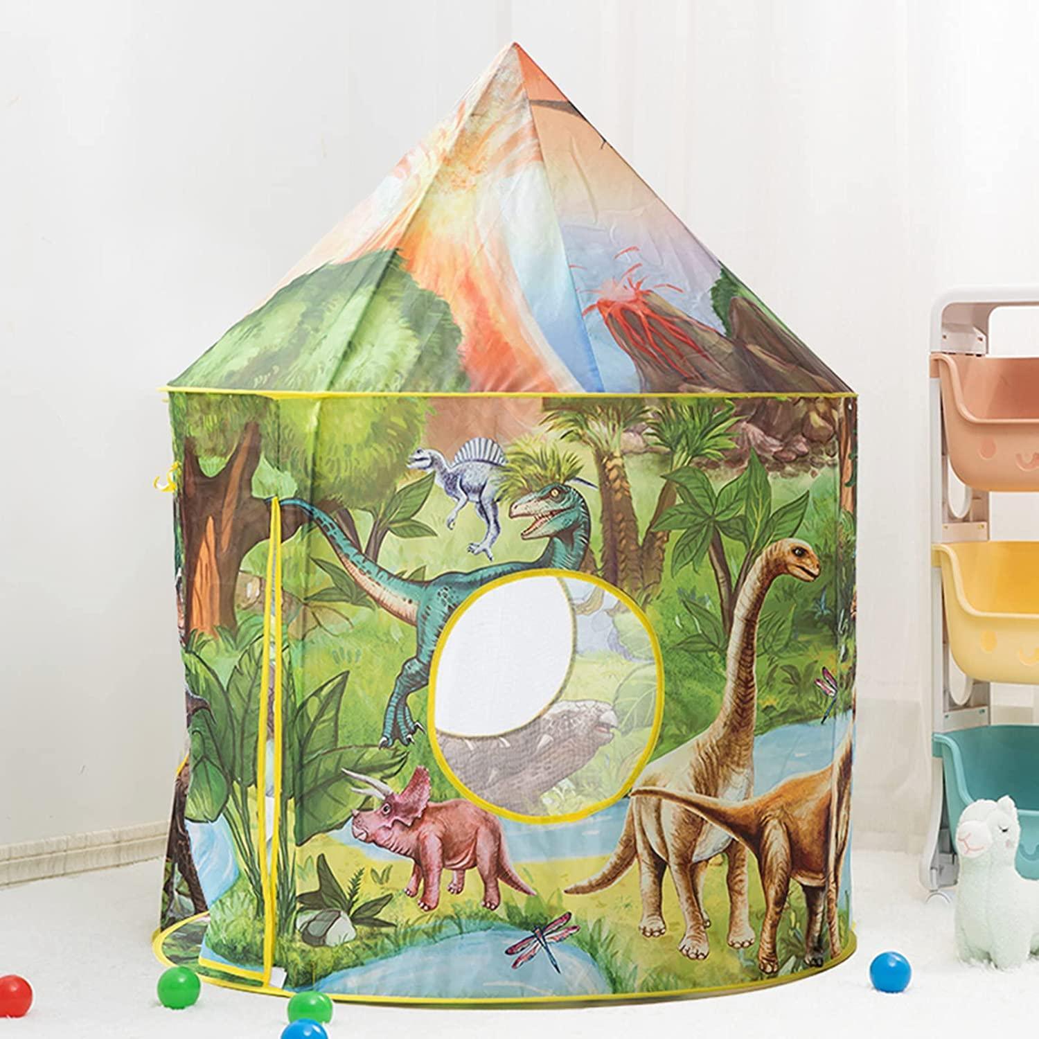 Kid's Green 3D Dinosaur Play Tent with Sound Button - Benebomo