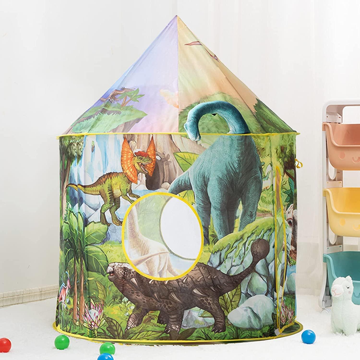 Kid's Green 3D Dinosaur Play Tent with Sound Button - Benebomo