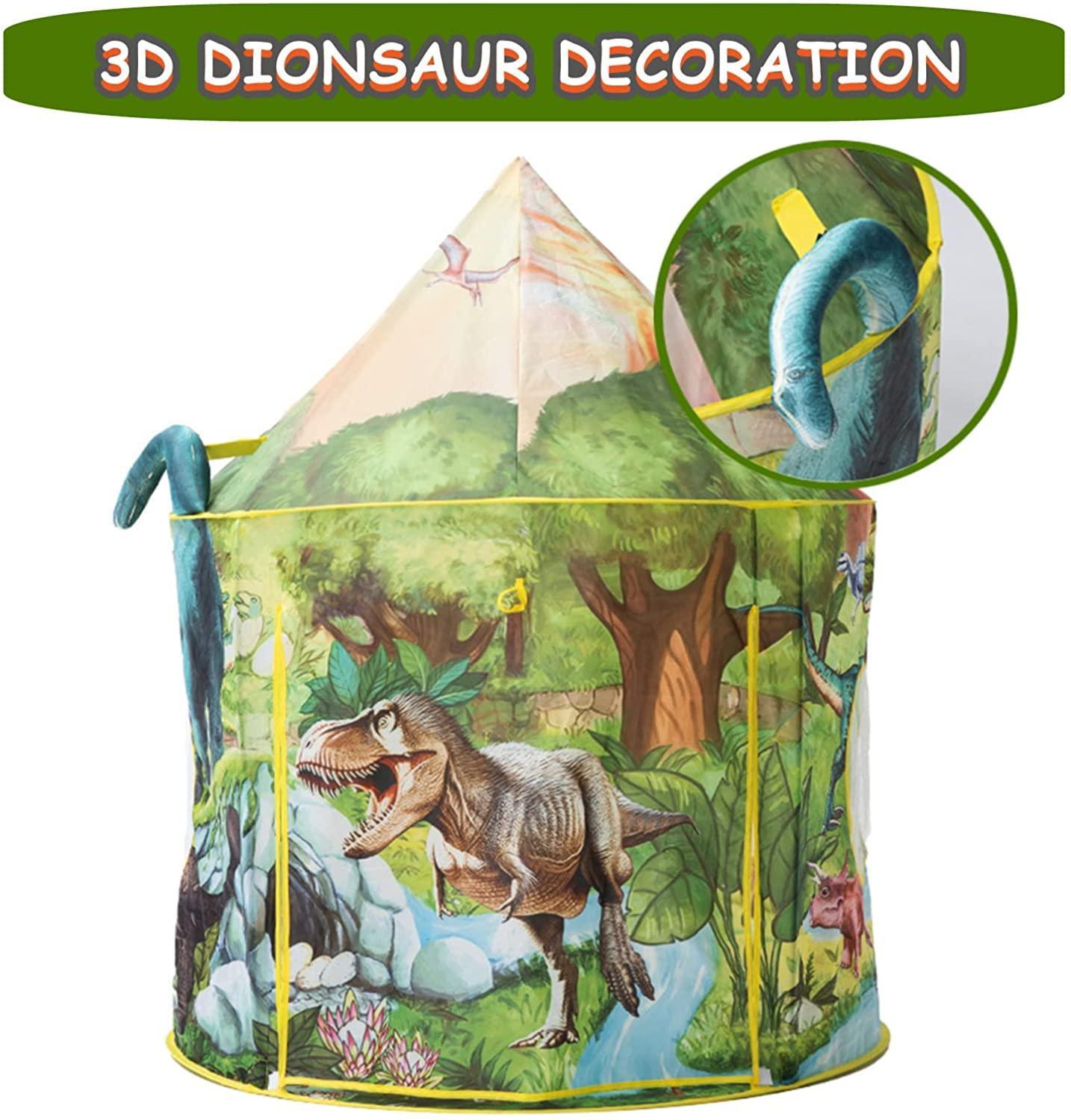 Kid's Green 3D Dinosaur Play Tent with Sound Button - Benebomo