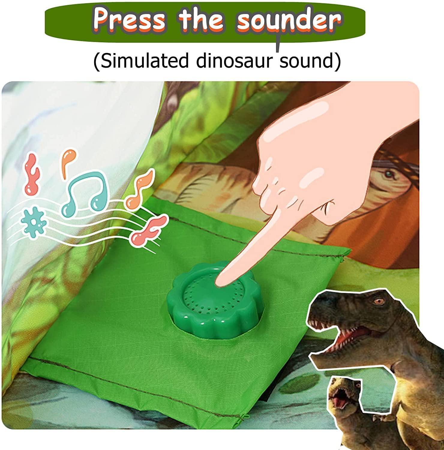 Kid's Green 3D Dinosaur Play Tent with Sound Button - Benebomo