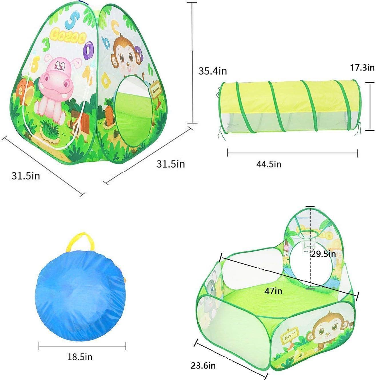 Kid's Green Pop - Up Tent Animal World Play Tent - Benebomo