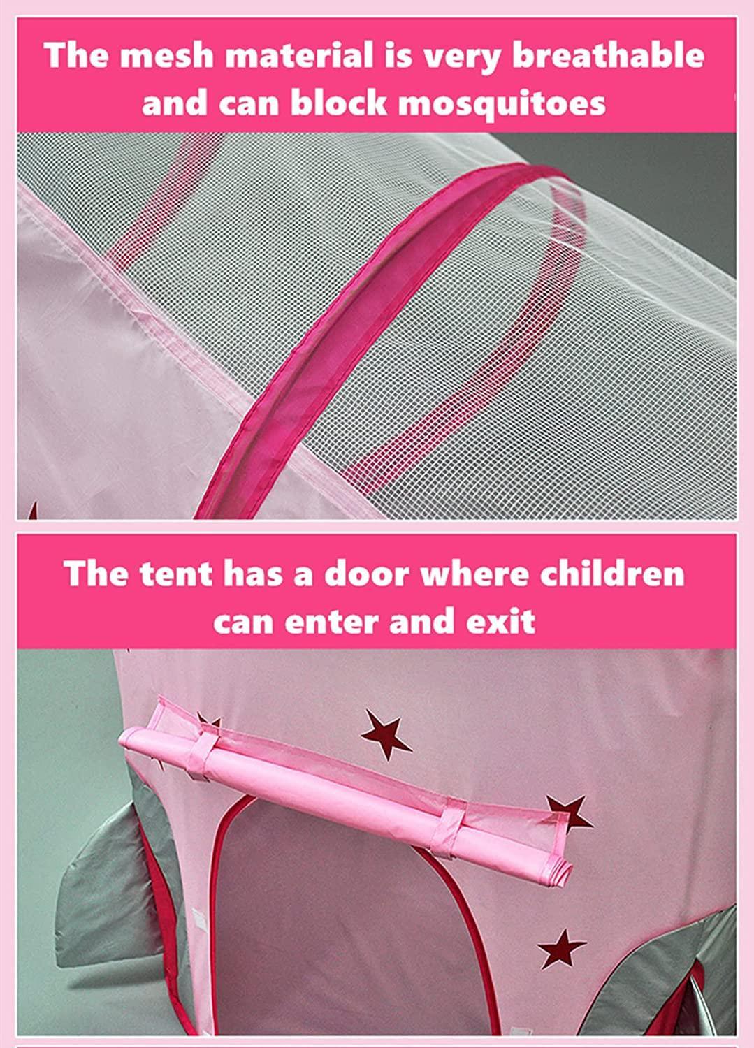 Kid's Pink Moon and Star Tunnel Tent Polyster - Benebomo