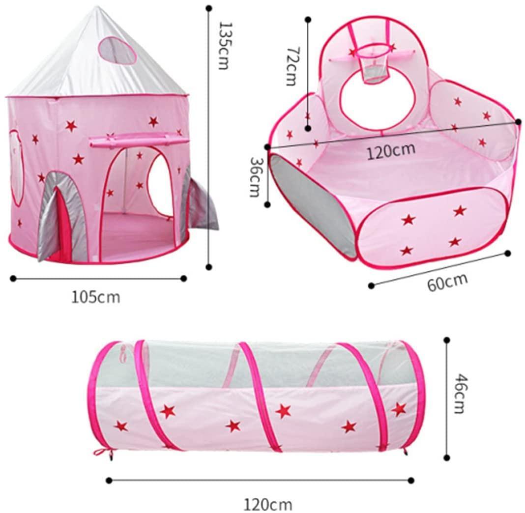 Kid's Pink Moon and Star Tunnel Tent Polyster - Benebomo
