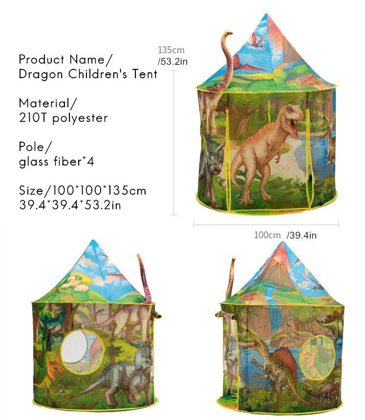 Kid's Yurt Tent Polyester 3D Dinosaur Play Tent - Benebomo