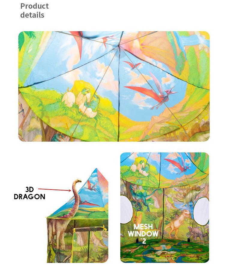 Kid's Yurt Tent Polyester 3D Dinosaur Play Tent - Benebomo