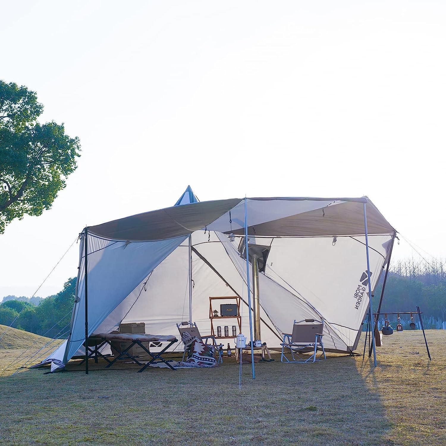 MOBI GARDEN Pyramid Tent for 4 - 6 Person Waterproof Teepee Tent - Benebomo