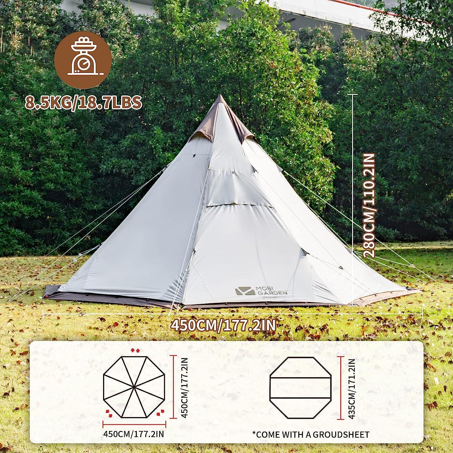 MOBI GARDEN Pyramid Tent for 4 - 6 Person Waterproof Teepee Tent - Benebomo