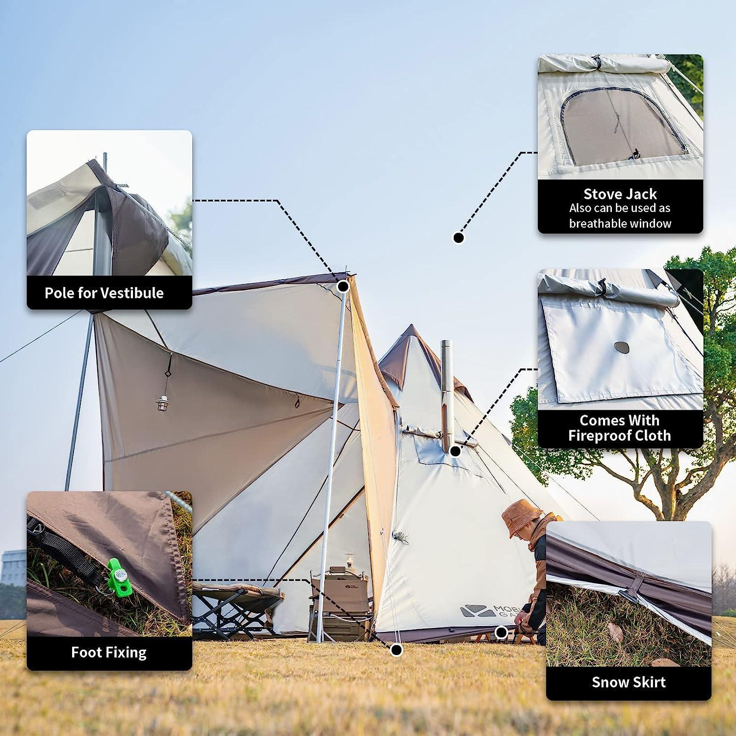 MOBI GARDEN Pyramid Tent for 4 - 6 Person Waterproof Teepee Tent - Benebomo