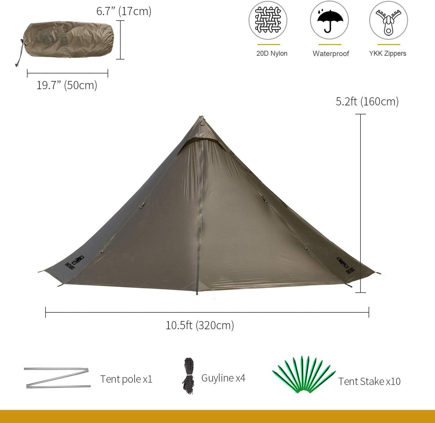 OneTigris Pyramid Tent for 2 Person Waterproof Teepee Tent - Benebomo