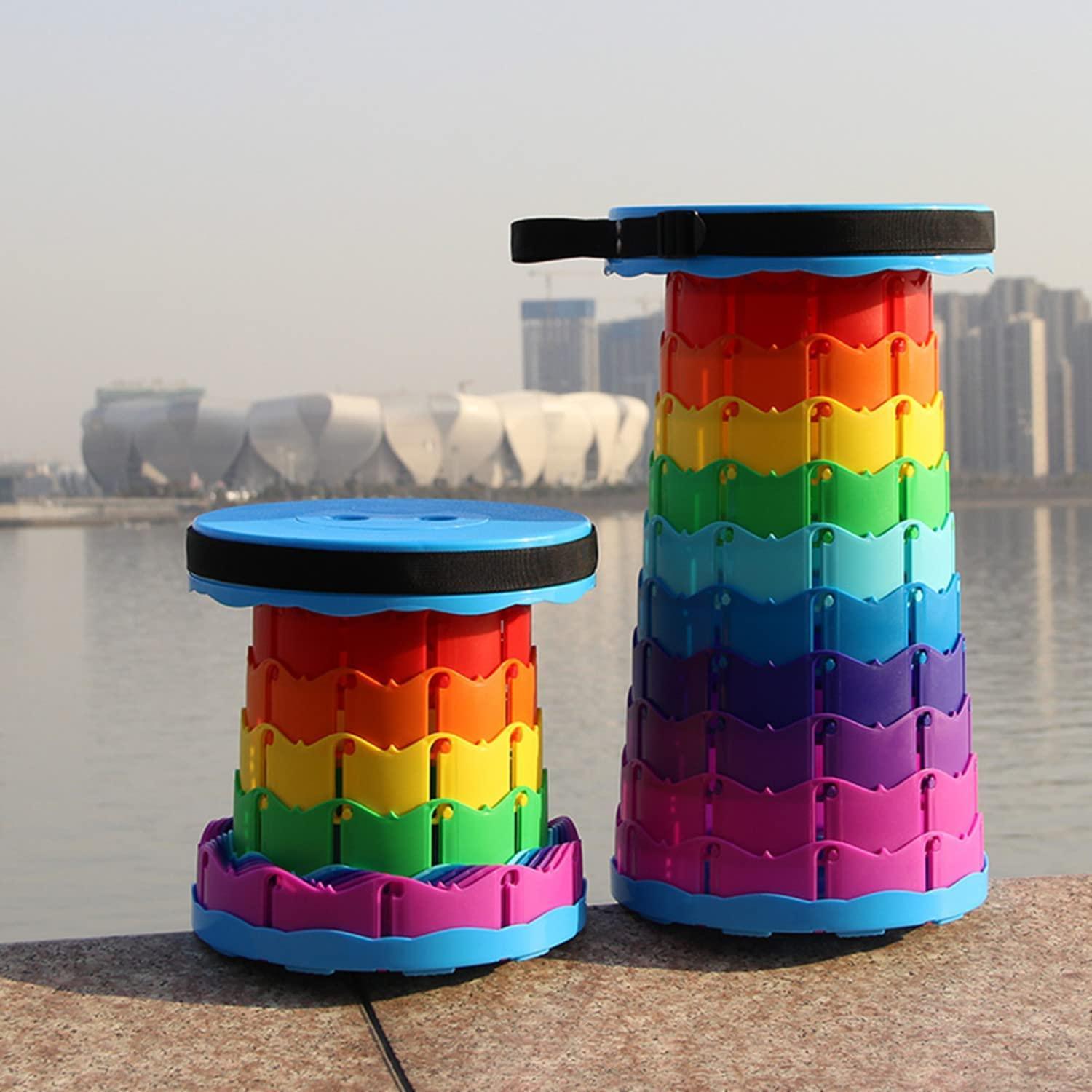 Plastic Foldable Stool Rainbow Color Portable - Benebomo