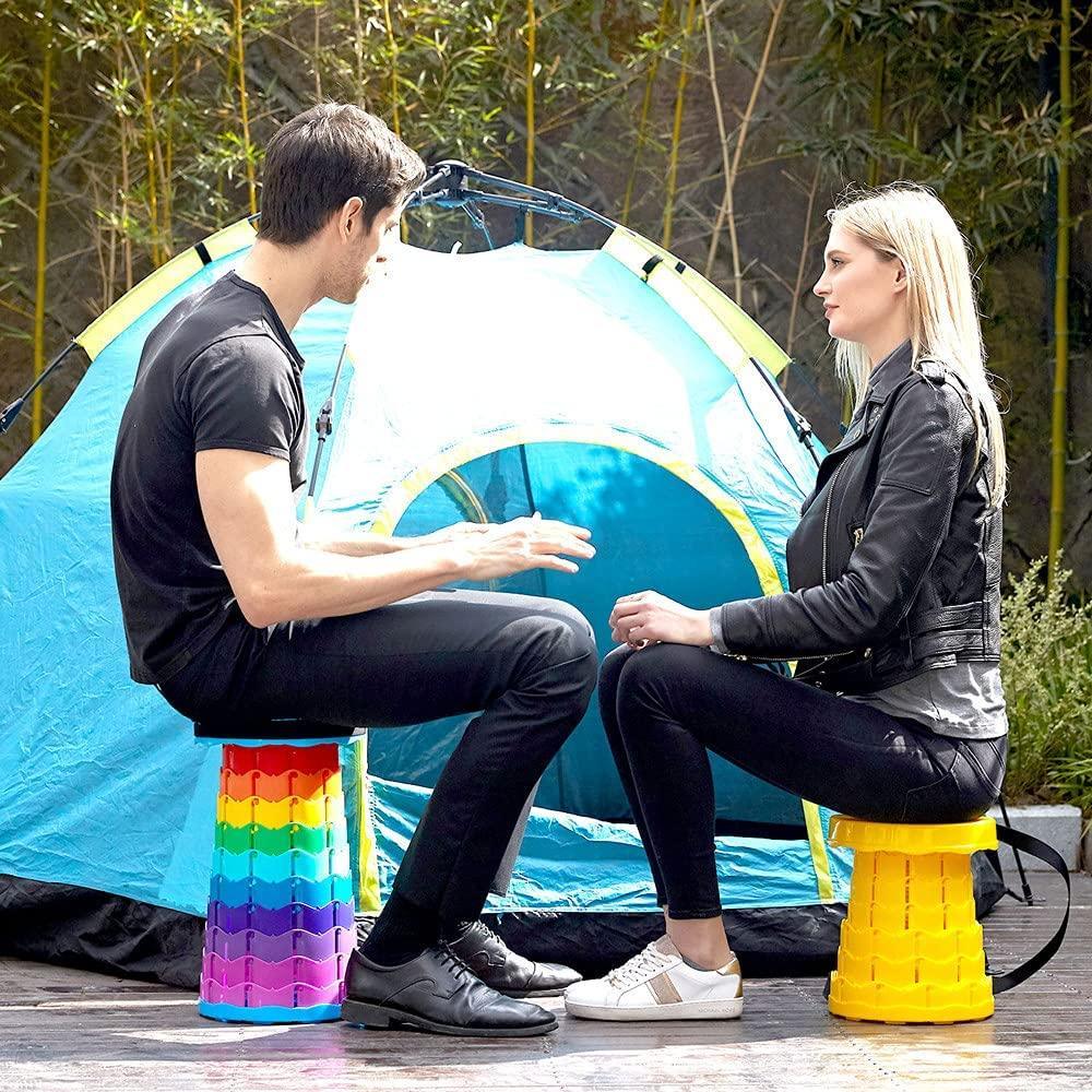 Plastic Foldable Stool Rainbow Color Portable - Benebomo