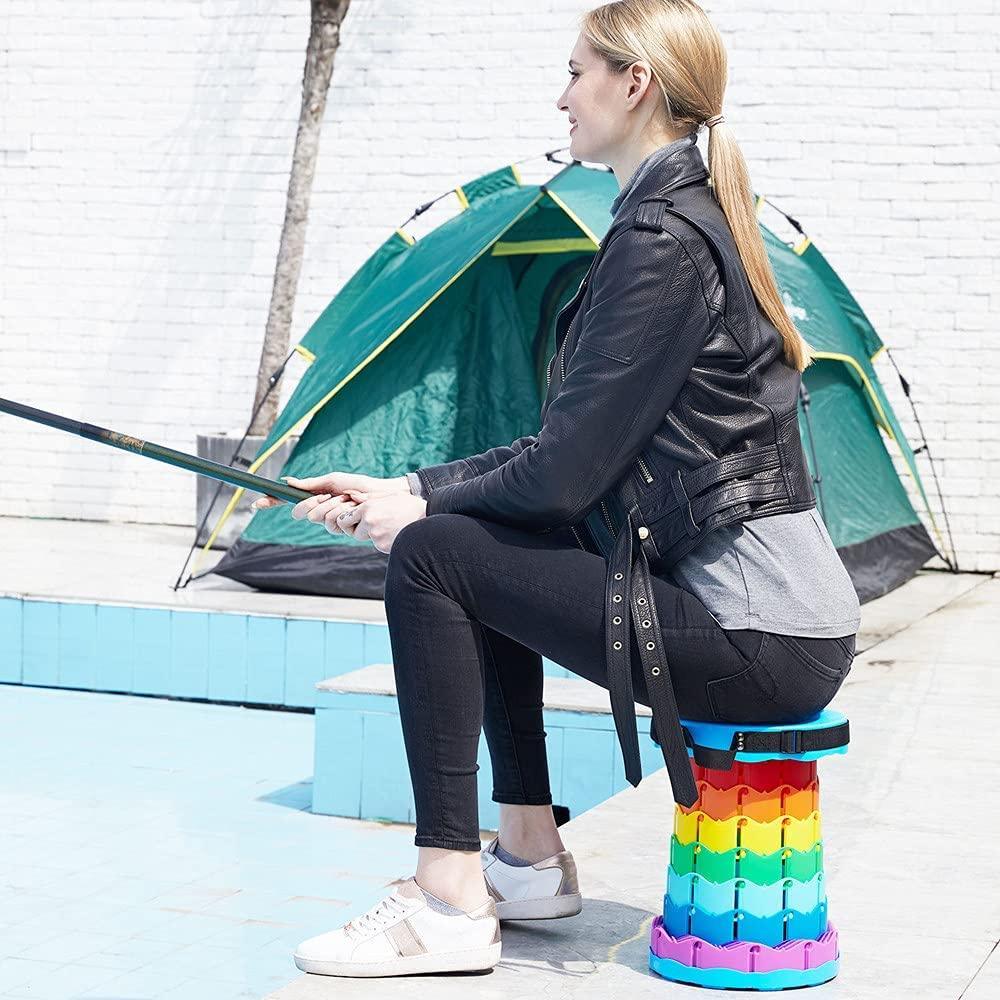 Plastic Foldable Stool Rainbow Color Portable - Benebomo