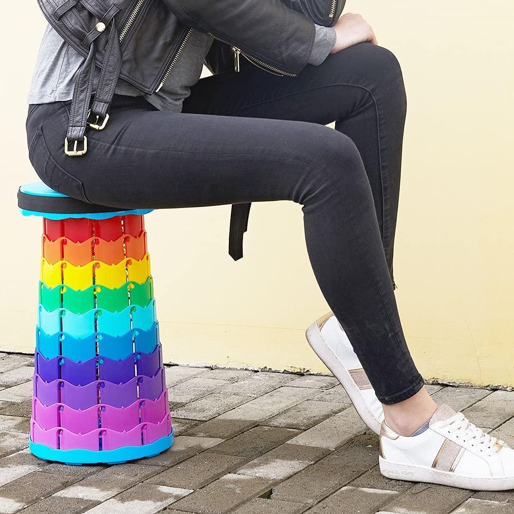Plastic Foldable Stool Rainbow Color Portable - Benebomo