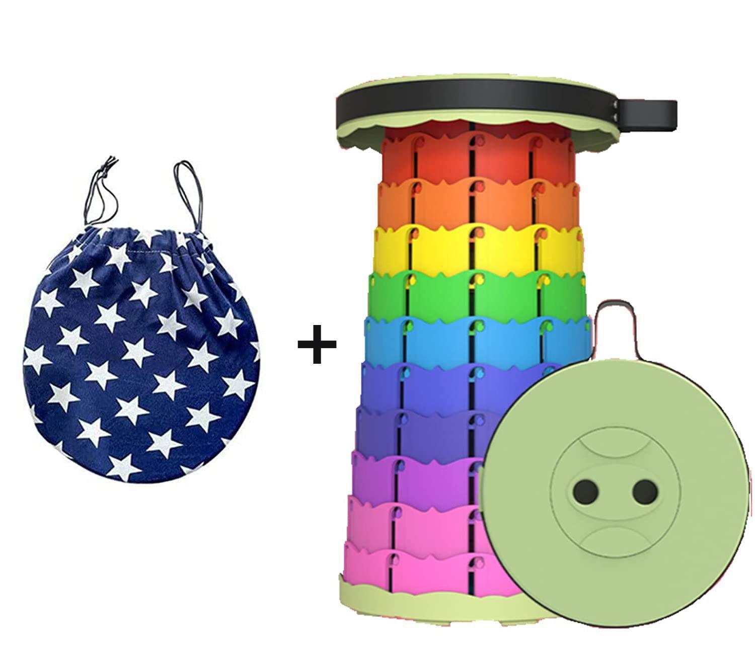 Plastic Foldable Stool Rainbow Color Portable - Benebomo