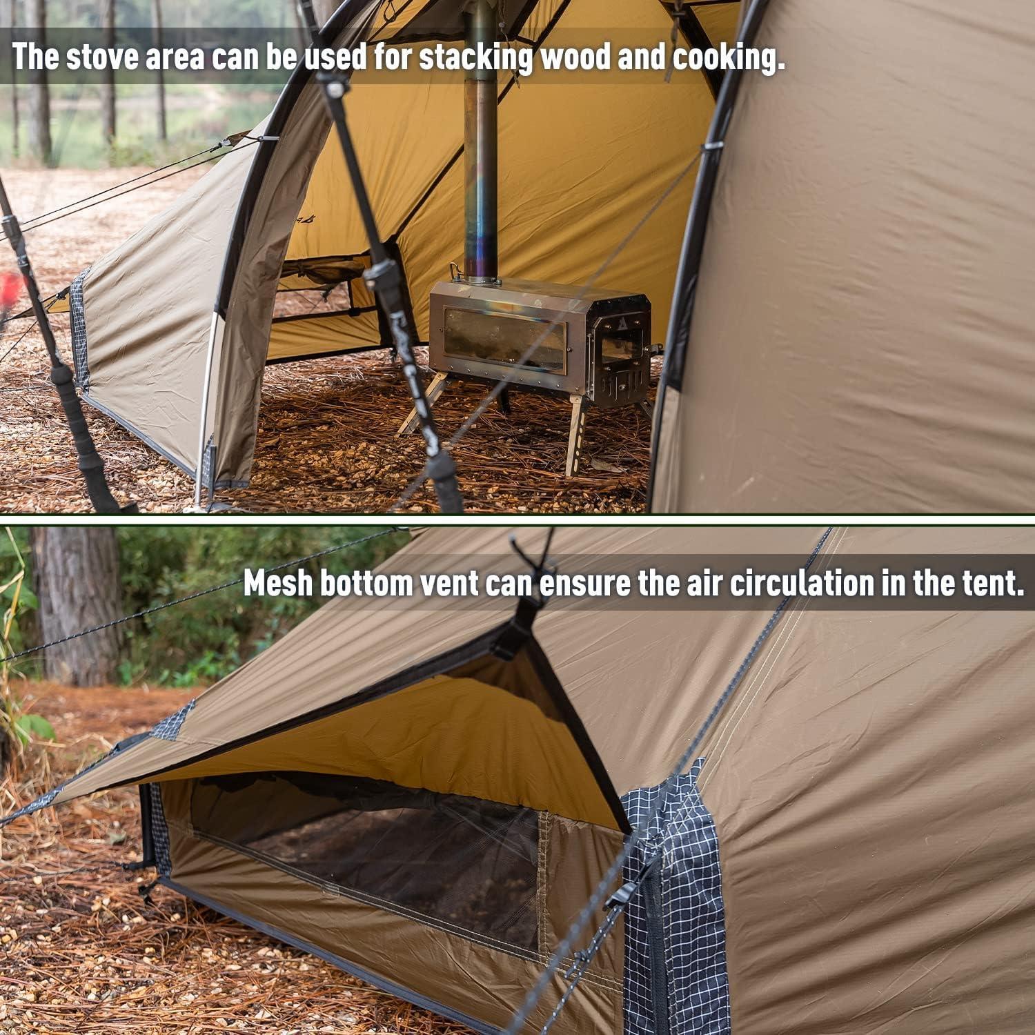 POMOLY Tunnel Tent for 1 - 2 People Brown Nylon Tent Waterproof - Benebomo