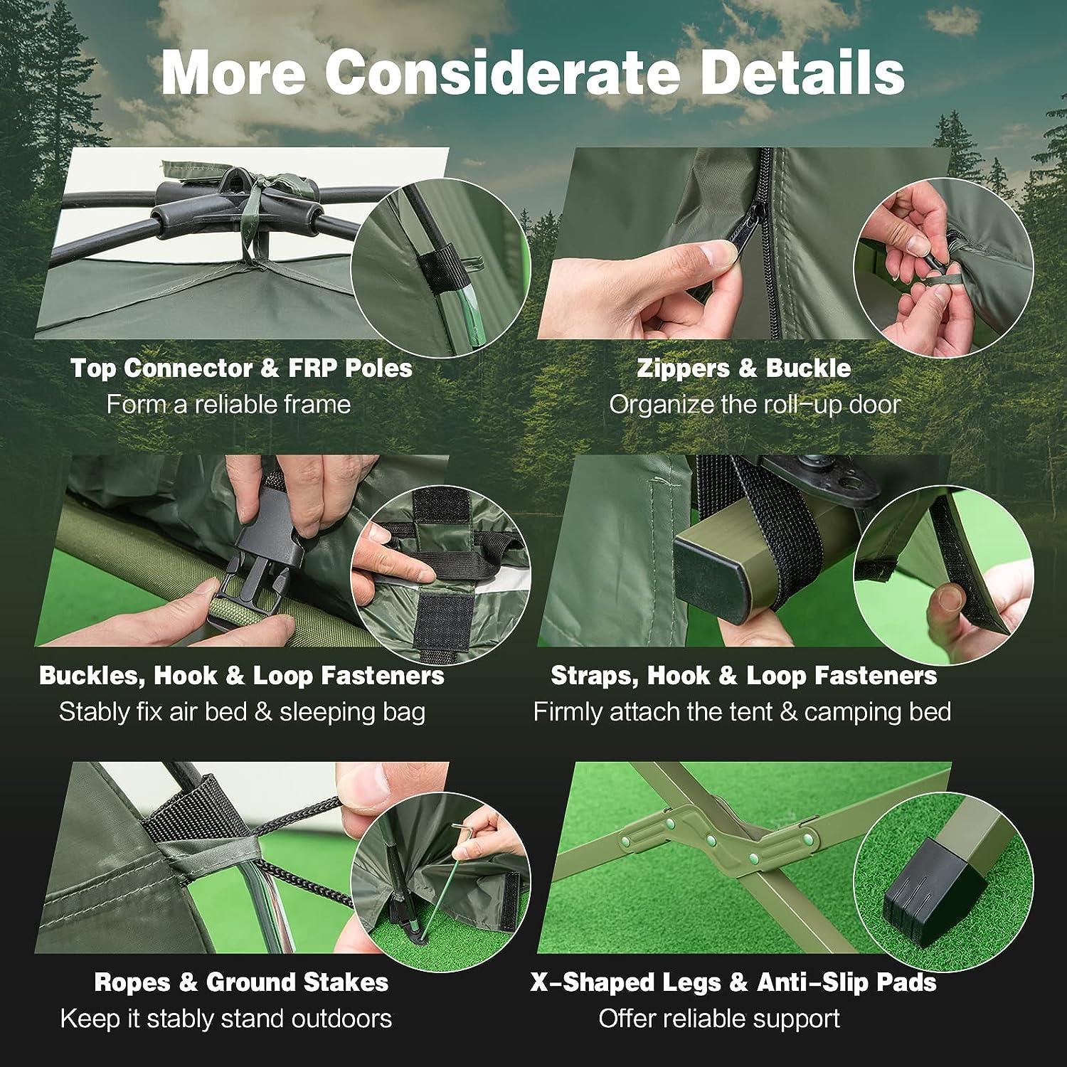 Safstar Tent Cot 1 Person Camping Cot Tent with Air Mattress Waterproof - Benebomo