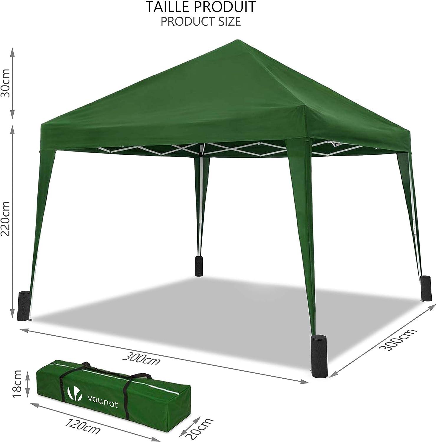 vounot gazebo tent green polyester pop up specs