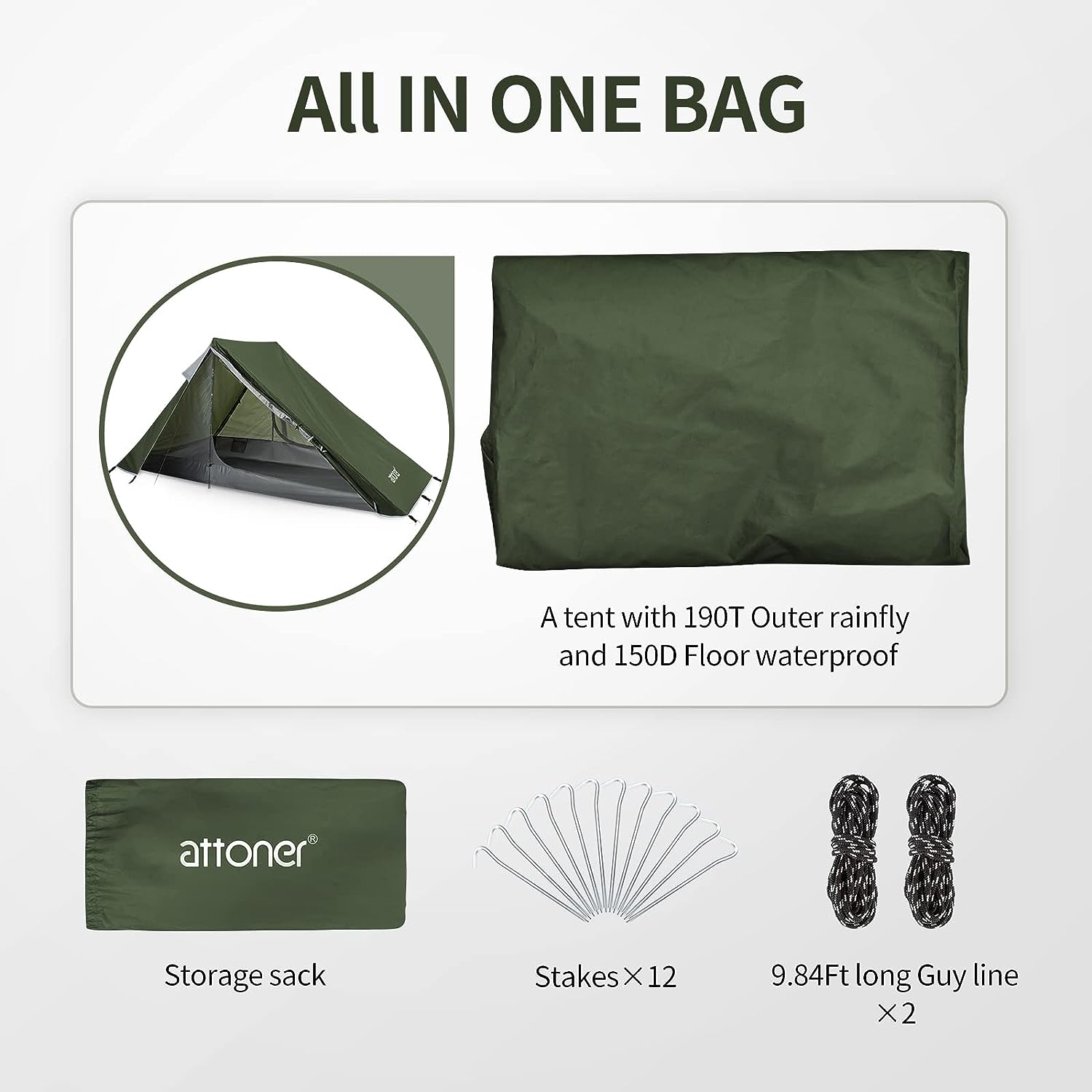 attoner ridge tent green polyester waterproof backpacking tent package