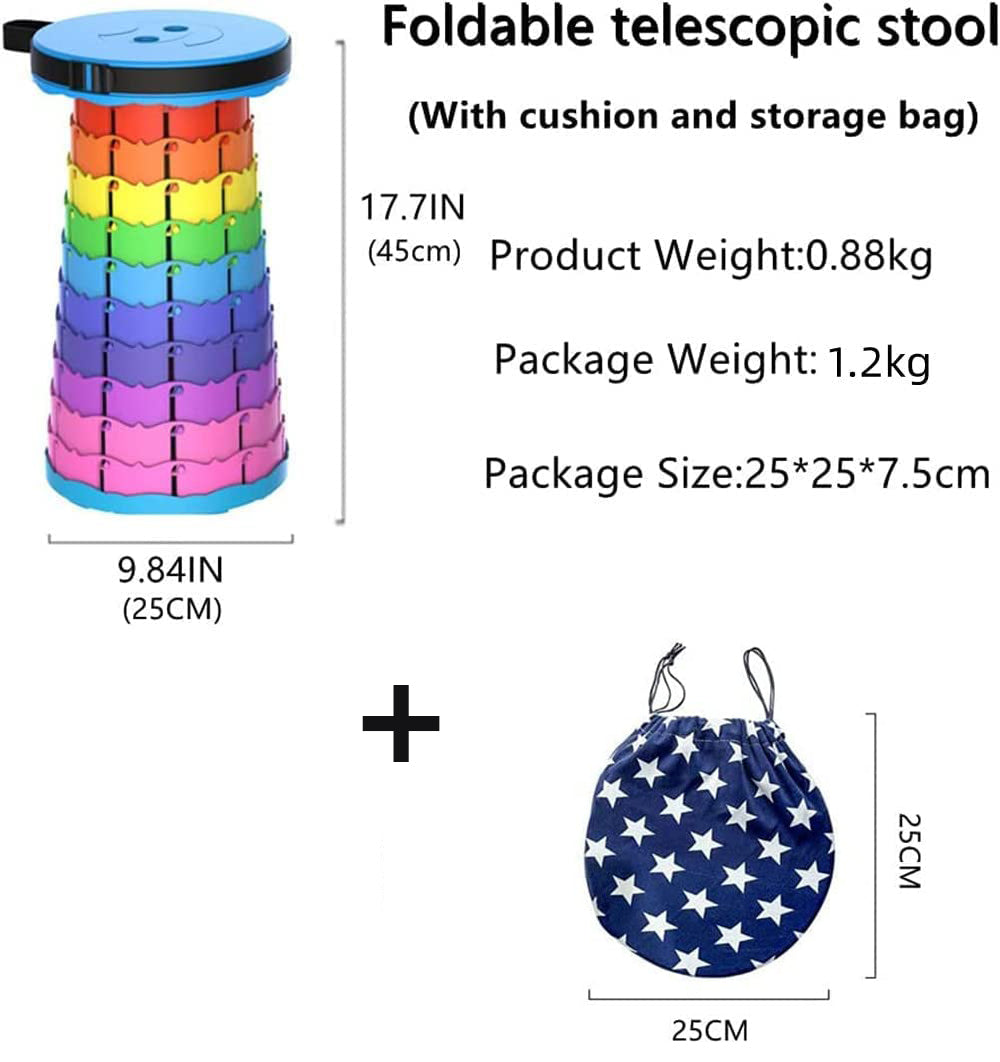 Plastic Foldable Stool Rainbow Color Portable