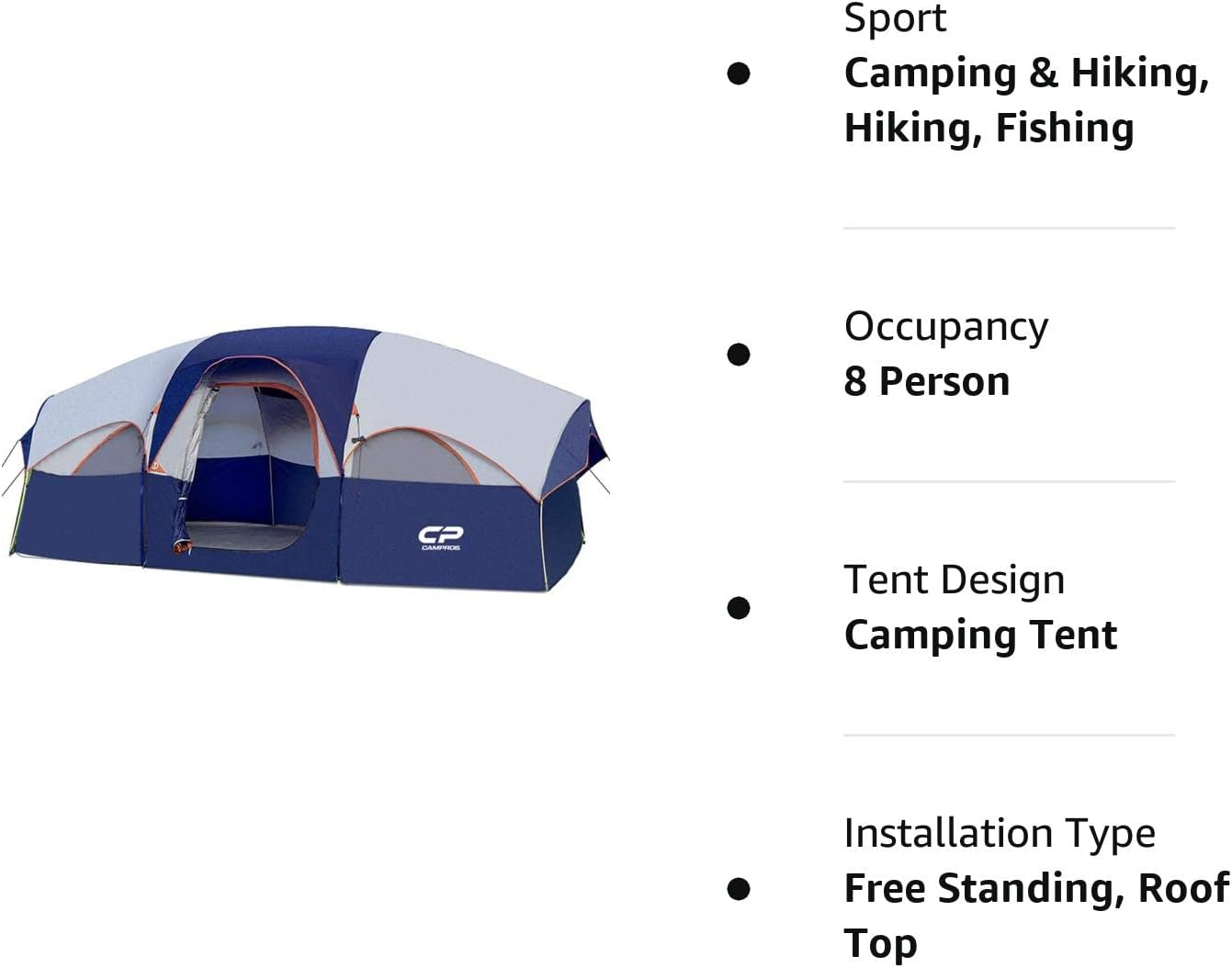 Campros Cabin Tent For 8 Person Feature