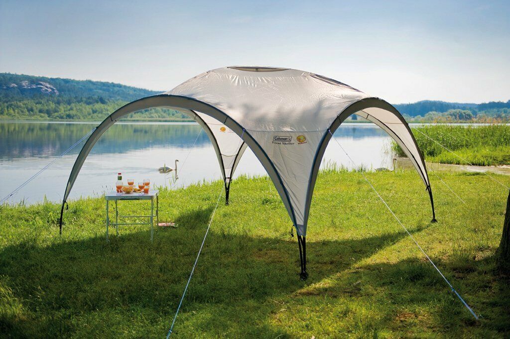 coleman gazebo tent white textile camping sun shelter setup