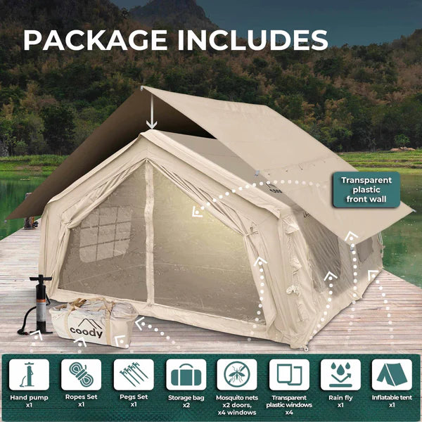 Coody 17.2 Beige - Inflatable Camping Tent for 2-10 Person