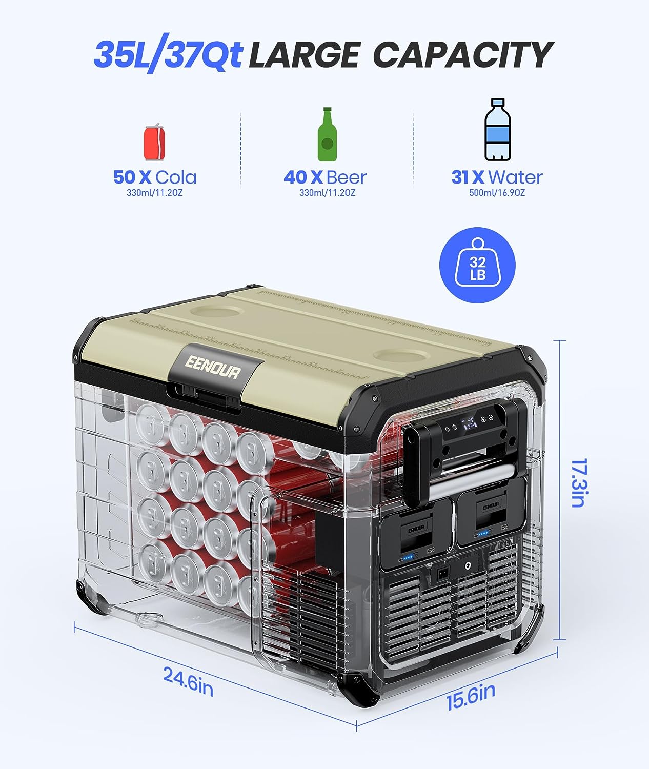 Eenour Portable Cooler With Solar Power Capacity