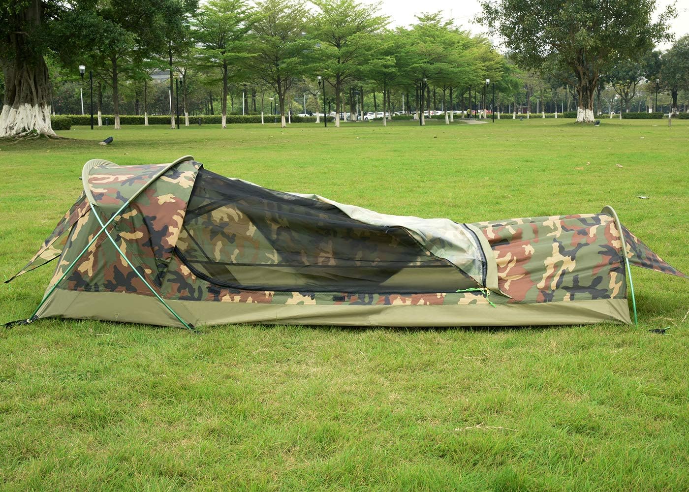 geertop bivy tent camouflage polyester ultralight setup