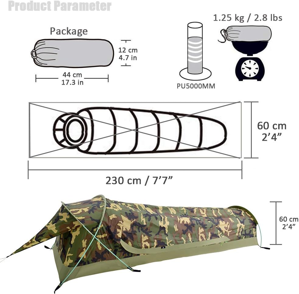 geertop bivy tent camouflage polyester ultralight specs