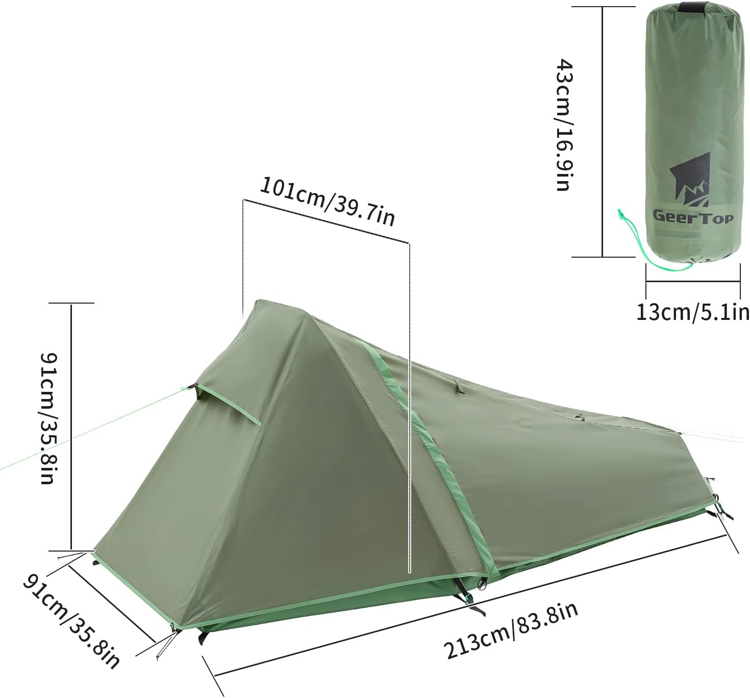 geertop bivy tent green polyester backpacking tent dimensions