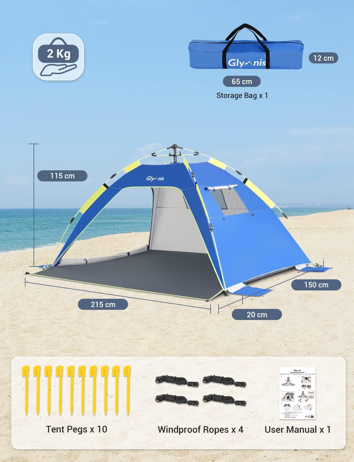 glymnis gazebo tent blue oxford pop up beach tent dimension