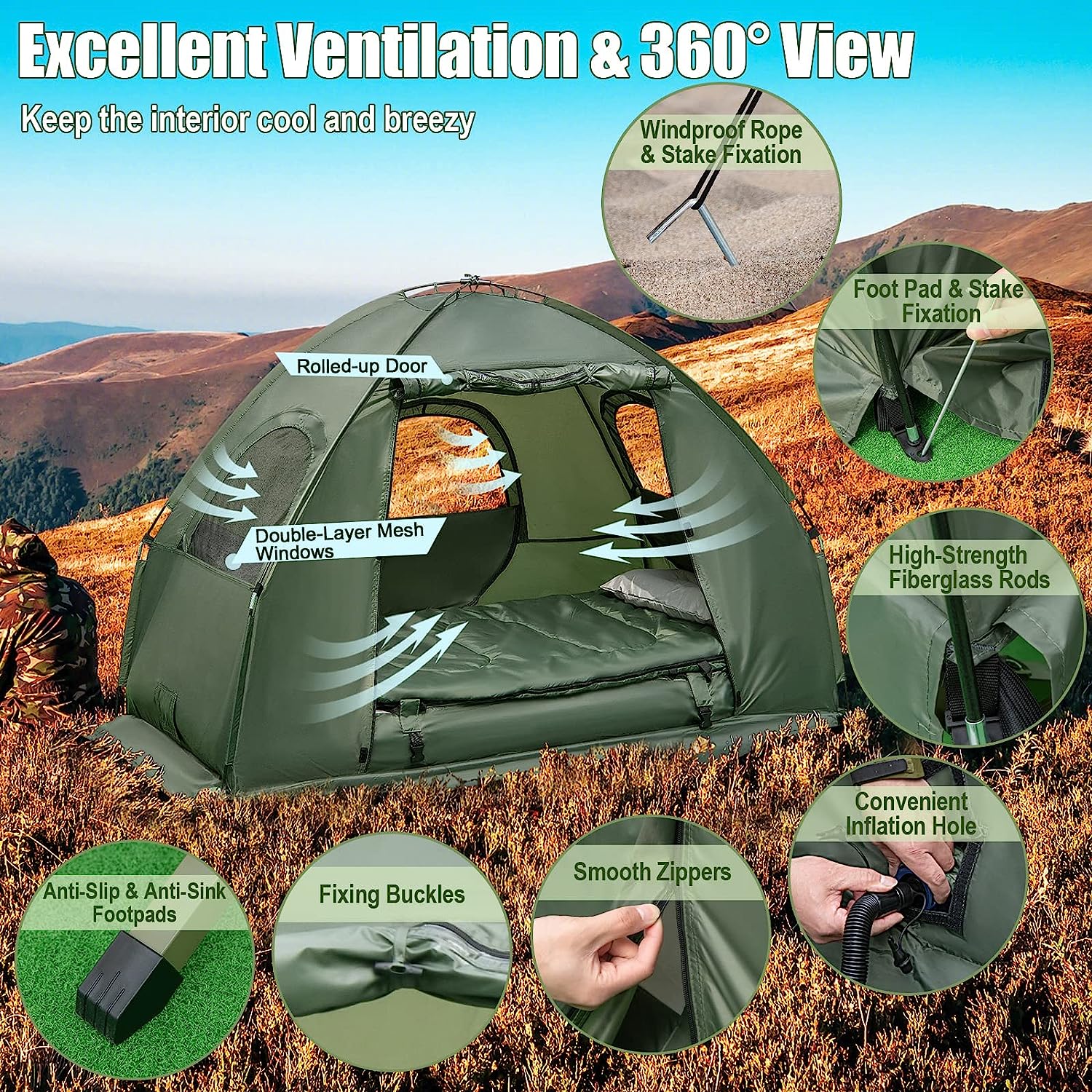 Goplus Camping Cot Ventilation
