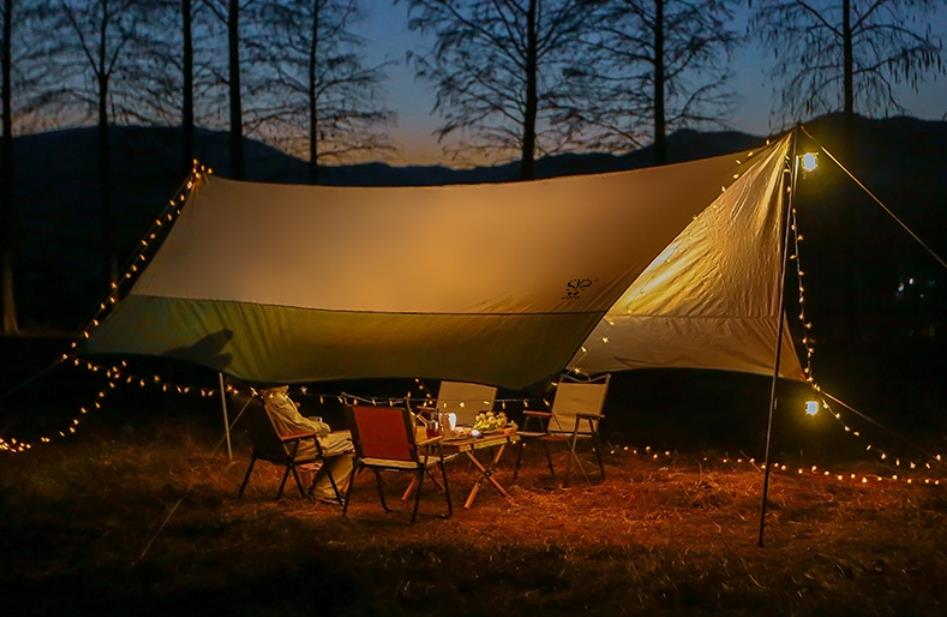 Green Octagonal Sun Shade Canopy Tent At Night