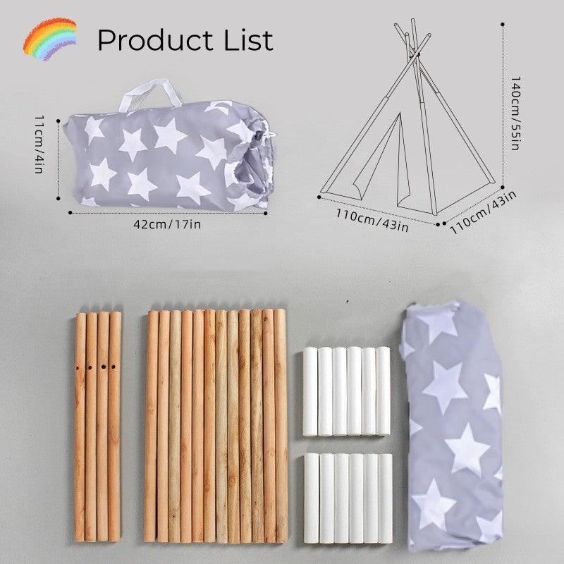 Kid's Grey Teepee Tent Peach Skin Star Pattern - Benebomo