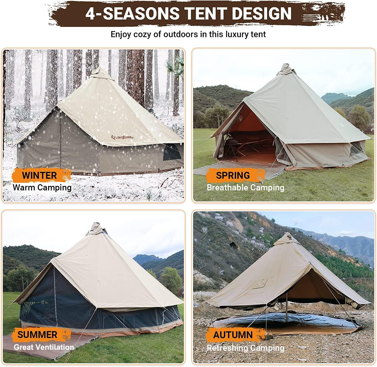 Kingcamp Glamping Tent Bell Tent For 6 For 4 Seasons