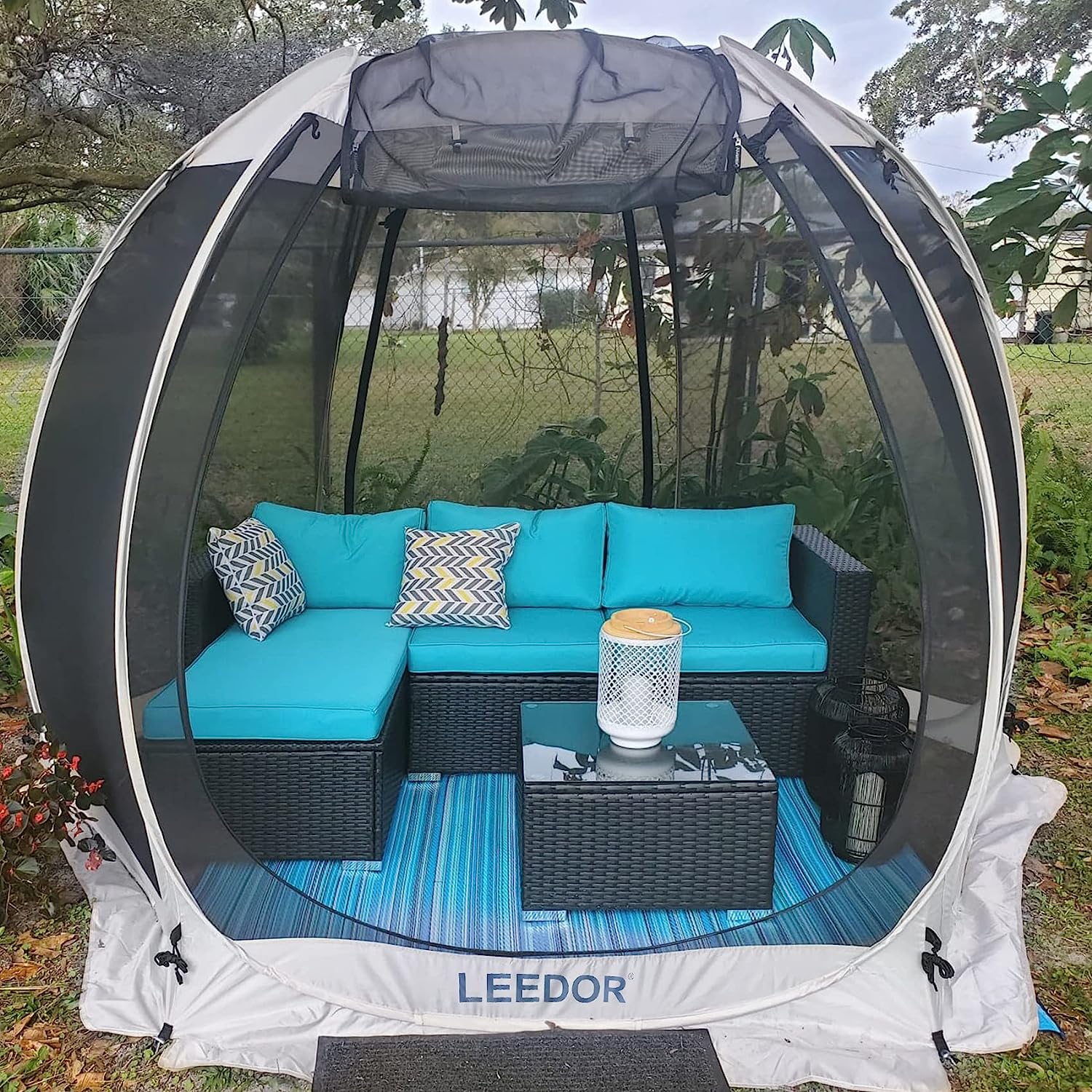 leedor gazebo tent white polyester pop up screen house in yard
