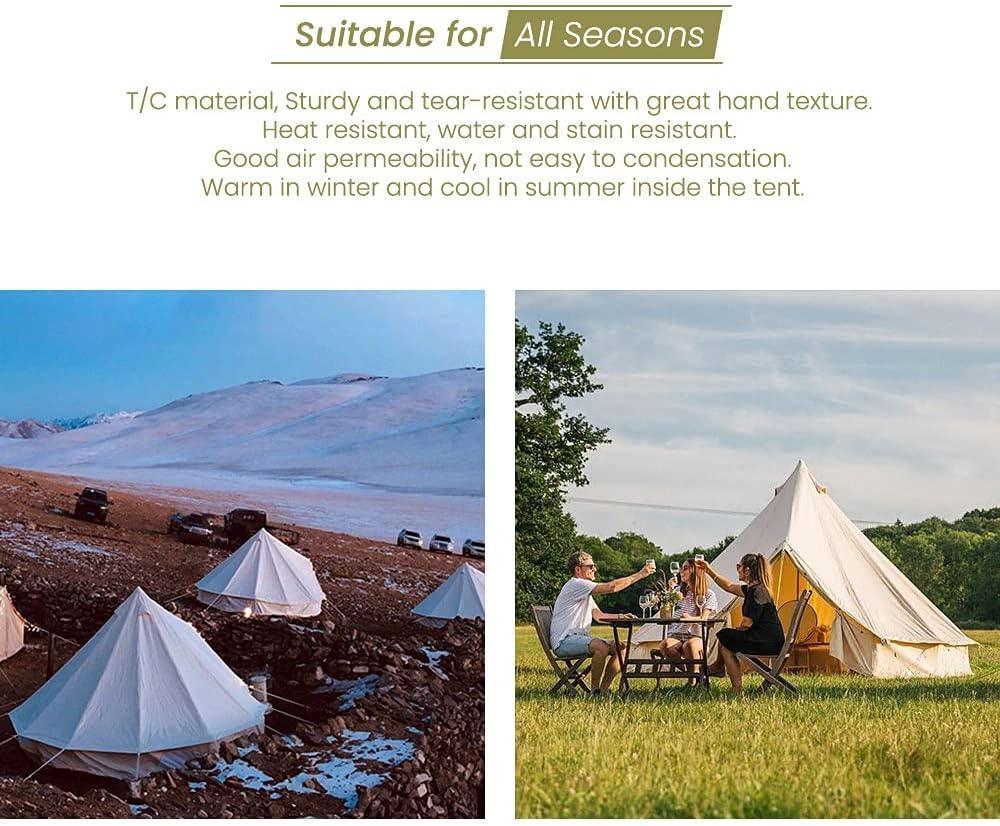 MC Bell Tent Yurt 4 Season Canvas Tent for Glamping 3 People Tent - Benebomo