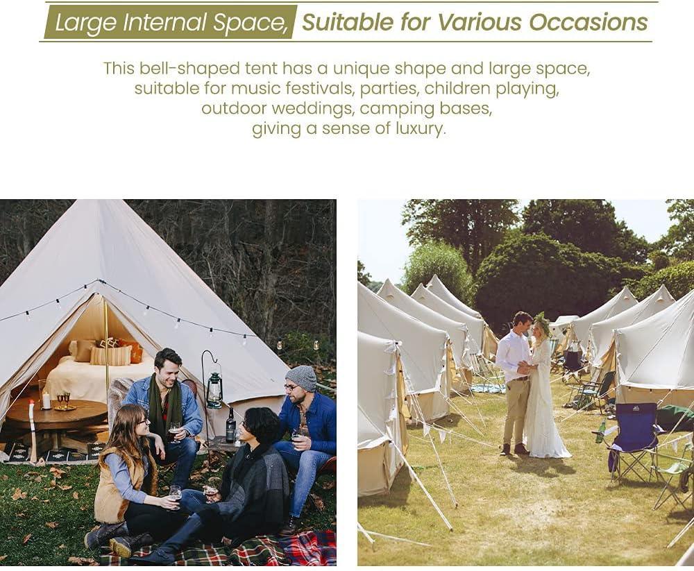 MC Bell Tent Yurt 4 Season Canvas Tent for Glamping 3 People Tent - Benebomo