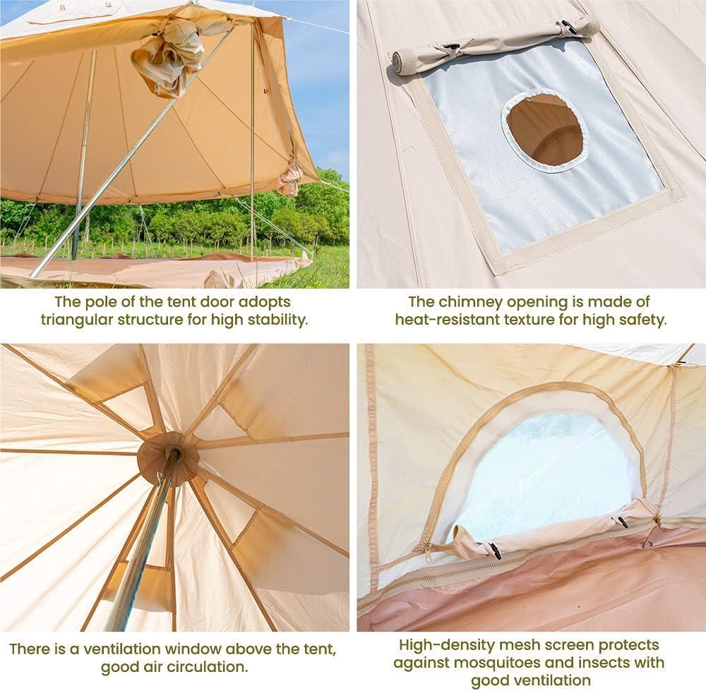MC Bell Tent Yurt 4 Season Canvas Tent for Glamping 3 People Tent - Benebomo