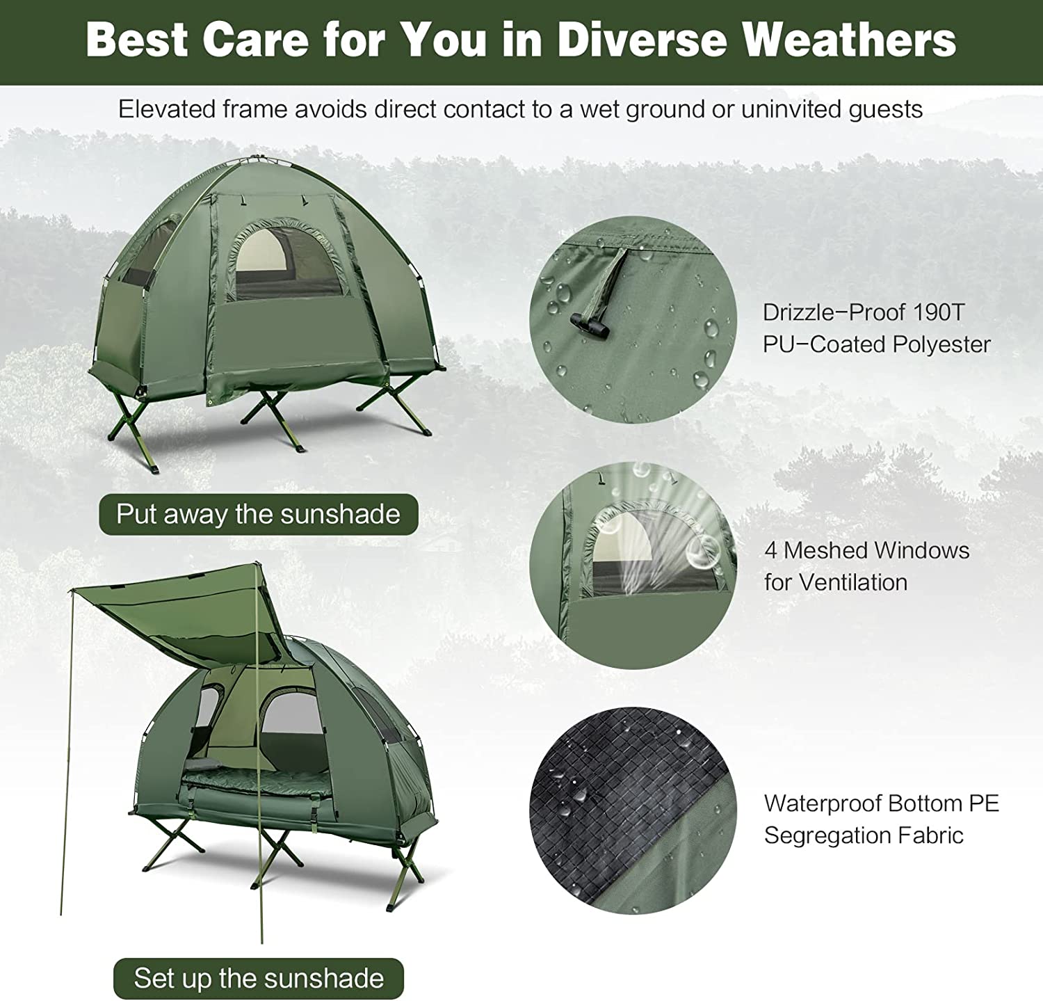 nightcore 1 person cot tent features