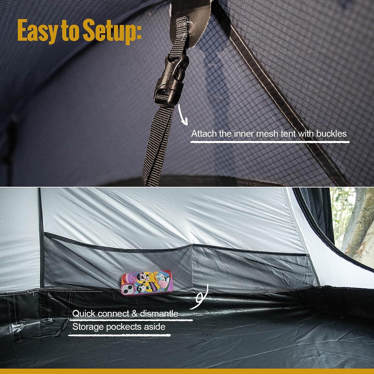 onegris tent cot setup